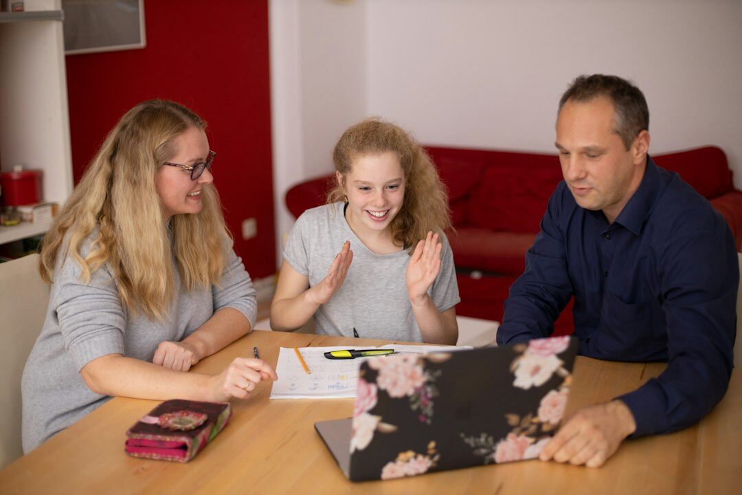 family talking about social media